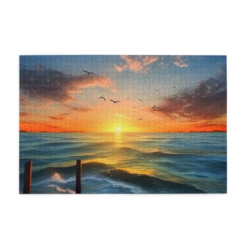 1000-teiliges Puzzle für Erwachsene, herausfordernde Puzzles für Spielabende, Sonnenuntergang, Meer, Holzpuzzle, personalisierte Holzpuzzles für Familie, Bildpuzzle, fertige Größe 74,9 x 50 cm 1000-teiliges Puzzle für Erwachsene, herausfordernde Puzzles für Spielabende, Sonnenuntergang, Meer, Holzpuzzle, personalisierte Holzpuzzles für Familie, Bildpuzzle, fertige Größe 74,9 x 50 cm von RTSTNMBD