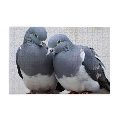 1000-teiliges Puzzle für Erwachsene, herausfordernde Puzzles für Spielabende, Tauben, Holzpuzzle, personalisierte Holzpuzzles für Familie, Bildpuzzle, fertige Größe 74,9 x 50 cm von RTSTNMBD