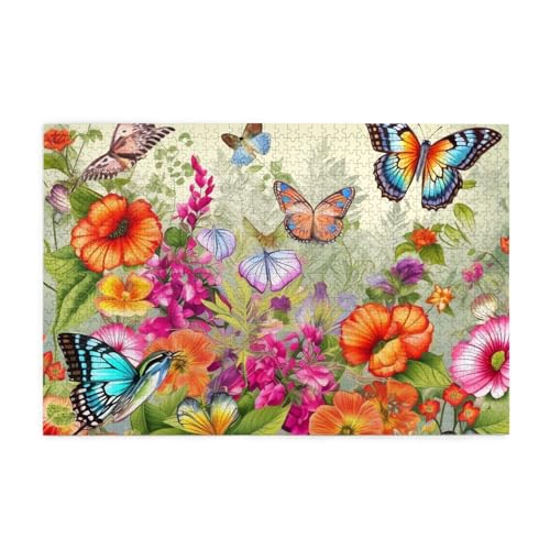 1000-teiliges Puzzle für Erwachsene, herausfordernde Puzzles für Spielabende, Vögel, Blumen, Schmetterling, Holzpuzzle, personalisierbar, individuelle Holzpuzzles für Familie, Bildpuzzle, fertige von RTSTNMBD
