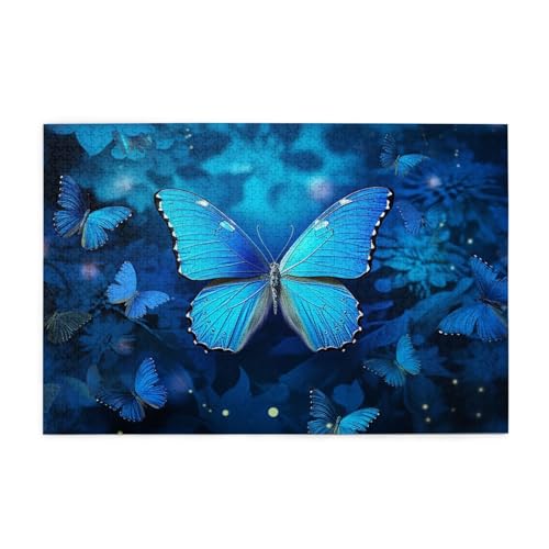 1000-teiliges Puzzle für Erwachsene, herausfordernde Puzzles für Spielabende, blau, schöner Schmetterling, Holzpuzzle, personalisierbar, individuelle Holzpuzzles für Familie, Bildpuzzle, fertige Größe 1000-teiliges Puzzle für Erwachsene, herausfordernde Puzzles für Spielabende, blau, schöner Schmetterling, Holzpuzzle, personalisierbar, individuelle Holzpuzzles für Familie, Bildpuzzle, fertige Größe von RTSTNMBD
