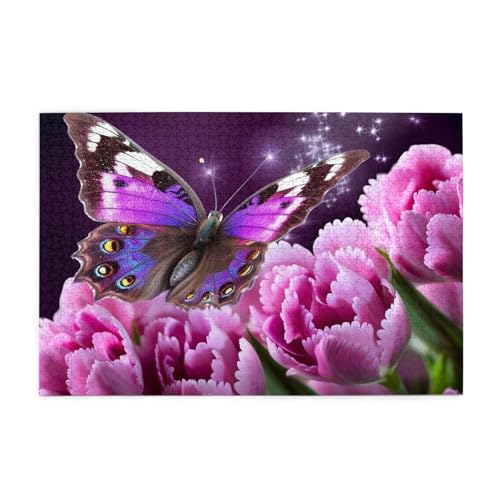 1000-teiliges Puzzle für Erwachsene, herausfordernde Puzzles für Spielabende, lila Blume, Schmetterling, Holzpuzzle, personalisierbar, individuelle Holzpuzzles für Familie, Bildpuzzle, fertige Größe 1000-teiliges Puzzle für Erwachsene, herausfordernde Puzzles für Spielabende, lila Blume, Schmetterling, Holzpuzzle, personalisierbar, individuelle Holzpuzzles für Familie, Bildpuzzle, fertige Größe von RTSTNMBD