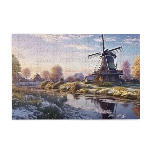 1000-teiliges Puzzle für Erwachsene, herausfordernde Puzzles für Spielabende, raditionelle Windmühlen-Landschaft, Holzpuzzle, personalisierte Holzpuzzles für Familie, Bildpuzzle, fertige Größe 74,9 x 1000-teiliges Puzzle für Erwachsene, herausfordernde Puzzles für Spielabende, raditionelle Windmühlen-Landschaft, Holzpuzzle, personalisierte Holzpuzzles für Familie, Bildpuzzle, fertige Größe 74,9 x von RTSTNMBD
