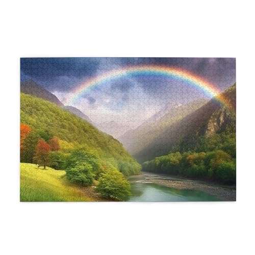1000-teiliges Puzzle für Erwachsene, herausfordernde Puzzles für Spieleabende, Bergtal mit Regenbogen-Holzpuzzle, personalisierbar, individuelle Holzpuzzles für Familie, Bildpuzzle, fertige Größe 74,9 1000-teiliges Puzzle für Erwachsene, herausfordernde Puzzles für Spieleabende, Bergtal mit Regenbogen-Holzpuzzle, personalisierbar, individuelle Holzpuzzles für Familie, Bildpuzzle, fertige Größe 74,9 von RTSTNMBD