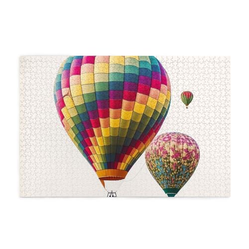 1000-teiliges Puzzle für Erwachsene, herausfordernde Puzzles für Spieleabende, Farb-Heißluftballon, Holzpuzzle, personalisierbar, individuelle Holzpuzzles für Familie, Bildpuzzle, fertige Größe 74,9 x von RTSTNMBD