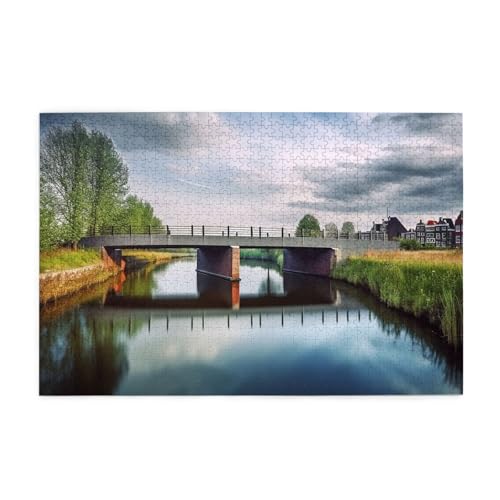 1000-teiliges Puzzle für Erwachsene, herausfordernde Puzzles für Spieleabende, Niederlande, Landschaft, Brücke, Holzpuzzle, personalisierbar, individuelle Holzpuzzles für Familie, Bildpuzzle, fertige 1000-teiliges Puzzle für Erwachsene, herausfordernde Puzzles für Spieleabende, Niederlande, Landschaft, Brücke, Holzpuzzle, personalisierbar, individuelle Holzpuzzles für Familie, Bildpuzzle, fertige von RTSTNMBD