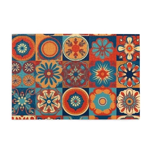 1000-teiliges Puzzle für Erwachsene, herausfordernde Puzzles für Spieleabende, Retro-Flowwer-Holzpuzzle, personalisierbar, individuelle Holzpuzzles für Familie, Bildpuzzle, fertige Größe 74,9 x 50 cm von RTSTNMBD
