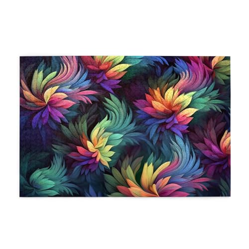 1000-teiliges Puzzle für Erwachsene, herausfordernde Puzzles für Spieleabende, bunte Blumen, Holzpuzzle, personalisierbar, individuelle Holzpuzzles für Familie, Bildpuzzle, fertige Größe 74,9 x 50 cm von RTSTNMBD