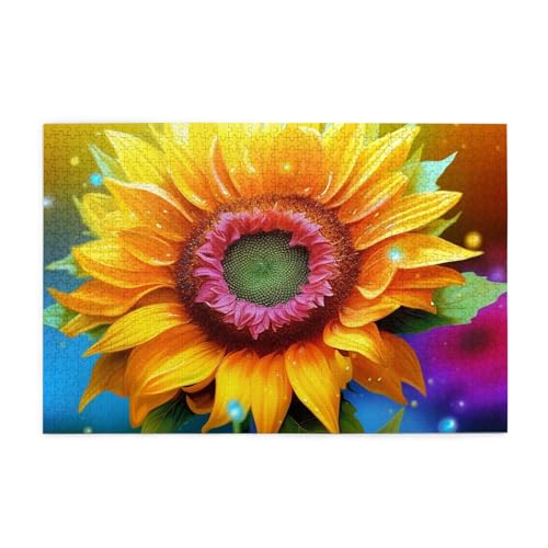 1000-teiliges Puzzle für Erwachsene, herausfordernde Puzzles für Spieleabende, buntes Sonnenblumen-Holzpuzzle, personalisierbar, individuelle Holzpuzzles für Familie, Bildpuzzle, fertige Größe 74,9 x 1000-teiliges Puzzle für Erwachsene, herausfordernde Puzzles für Spieleabende, buntes Sonnenblumen-Holzpuzzle, personalisierbar, individuelle Holzpuzzles für Familie, Bildpuzzle, fertige Größe 74,9 x von RTSTNMBD