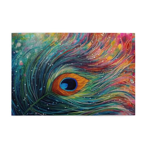 1000-teiliges Puzzle für Erwachsene, herausfordernde Puzzles für Spieleabende, farbiger Pfau, Holzpuzzle, personalisierbar, individuelle Holzpuzzles für Familie, Bildpuzzle, fertige Größe 74,9 x 50 cm 1000-teiliges Puzzle für Erwachsene, herausfordernde Puzzles für Spieleabende, farbiger Pfau, Holzpuzzle, personalisierbar, individuelle Holzpuzzles für Familie, Bildpuzzle, fertige Größe 74,9 x 50 cm von RTSTNMBD
