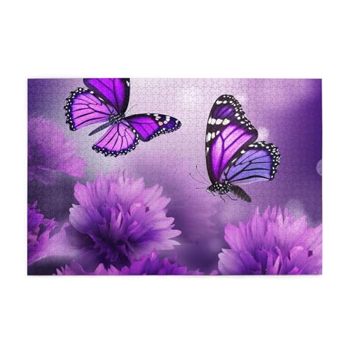 1000-teiliges Puzzle für Erwachsene, herausfordernde Puzzles für Spieleabende, lila Blume, Schmetterlinge, Holzpuzzle, personalisierbar, individuelle Holzpuzzles für Familie, Bildpuzzle, fertige Größe 1000-teiliges Puzzle für Erwachsene, herausfordernde Puzzles für Spieleabende, lila Blume, Schmetterlinge, Holzpuzzle, personalisierbar, individuelle Holzpuzzles für Familie, Bildpuzzle, fertige Größe von RTSTNMBD
