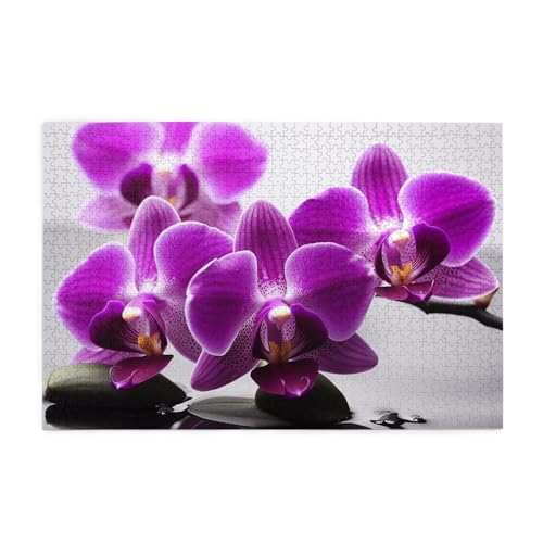 1000-teiliges Puzzle für Erwachsene, herausfordernde Puzzles für Spieleabende, lila Schmetterling, Orchidee, Holzpuzzle, personalisierbar, individuelle Holzpuzzles für Familie, Bildpuzzle, fertige von RTSTNMBD