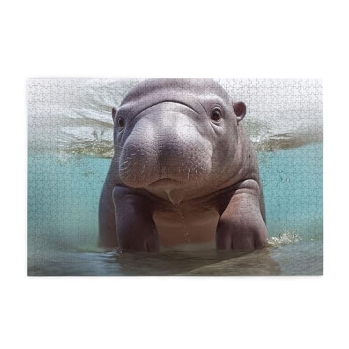 1000-teiliges Puzzle für Erwachsene, herausfordernde Puzzles für Spieleabende, niedliches Nilpferd, Holzpuzzle, personalisierbar, individuelle Holzpuzzles für Familie, Bildpuzzle, fertige Größe 74,9 x 1000-teiliges Puzzle für Erwachsene, herausfordernde Puzzles für Spieleabende, niedliches Nilpferd, Holzpuzzle, personalisierbar, individuelle Holzpuzzles für Familie, Bildpuzzle, fertige Größe 74,9 x von RTSTNMBD
