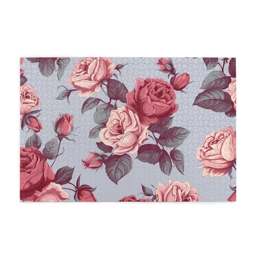 1000-teiliges Puzzle für Erwachsene, herausfordernde Puzzles für Spieleabende, rote Rosen, florales Holzpuzzle, personalisierbar, individuelle Holzpuzzles für Familie, Bildpuzzle, fertige Größe 74,9 x 1000-teiliges Puzzle für Erwachsene, herausfordernde Puzzles für Spieleabende, rote Rosen, florales Holzpuzzle, personalisierbar, individuelle Holzpuzzles für Familie, Bildpuzzle, fertige Größe 74,9 x von RTSTNMBD