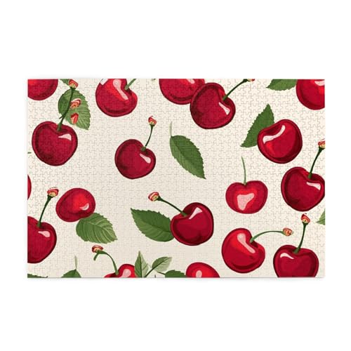 1000-teiliges Puzzle für Erwachsene, herausfordernde Puzzles für Spieleabende, rotes Kirschmuster, Holzpuzzle, personalisierbar, individuelle Holzpuzzles für Familie, Bildpuzzle, fertige Größe 74,9 x 1000-teiliges Puzzle für Erwachsene, herausfordernde Puzzles für Spieleabende, rotes Kirschmuster, Holzpuzzle, personalisierbar, individuelle Holzpuzzles für Familie, Bildpuzzle, fertige Größe 74,9 x von RTSTNMBD