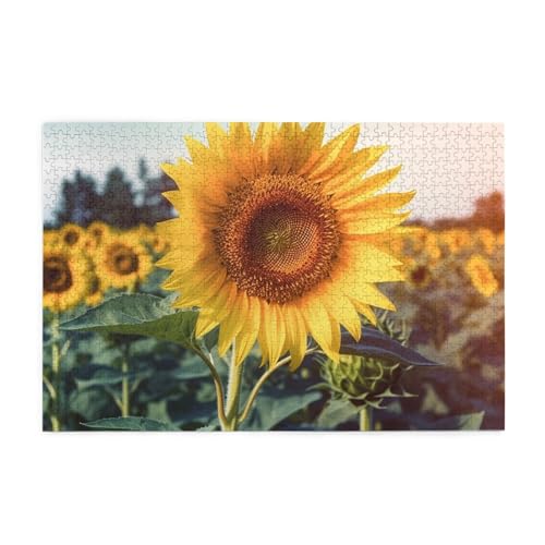 1000-teiliges Puzzle für Erwachsene, herausfordernde Puzzles für Spieleabende, schöne Sonnenblumen-Holzpuzzle, personalisierbar, individuelle Holzpuzzles für Familie, Bildpuzzle, fertige Größe 74,9 x von RTSTNMBD