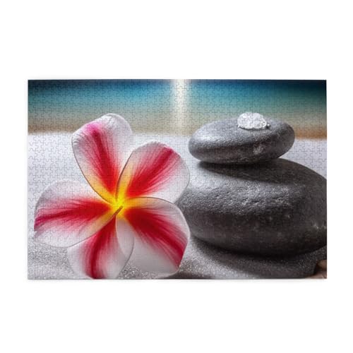 1000-teiliges Puzzle für Erwachsene, herausfordernde Puzzles für Spieleabende, tropische Blume und Zen-Stein, Holzpuzzle, personalisierbar, individuelle Holzpuzzles für Familie, Bildpuzzle, fertige 1000-teiliges Puzzle für Erwachsene, herausfordernde Puzzles für Spieleabende, tropische Blume und Zen-Stein, Holzpuzzle, personalisierbar, individuelle Holzpuzzles für Familie, Bildpuzzle, fertige von RTSTNMBD
