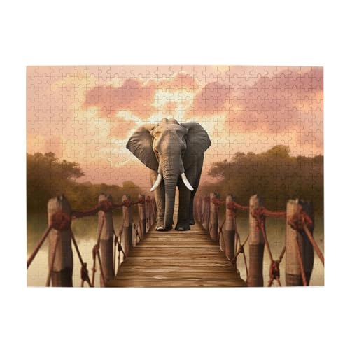 500-teiliges Puzzle für Erwachsene, herausfordernde Puzzles für Spielabende, Elefant auf einer Brücke, Holzpuzzle, personalisierbar, individuelle Holzpuzzles für Familie, Bildpuzzle, fertige Größe 500-teiliges Puzzle für Erwachsene, herausfordernde Puzzles für Spielabende, Elefant auf einer Brücke, Holzpuzzle, personalisierbar, individuelle Holzpuzzles für Familie, Bildpuzzle, fertige Größe von RTSTNMBD