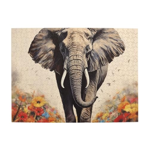 500-teiliges Puzzle für Erwachsene, herausfordernde Puzzles für Spielabende, Elefantenmalerei, Holzpuzzle, personalisierte Holzpuzzles für Familie, Bildpuzzle, fertige Größe 51,8 x 38,1 cm 500-teiliges Puzzle für Erwachsene, herausfordernde Puzzles für Spielabende, Elefantenmalerei, Holzpuzzle, personalisierte Holzpuzzles für Familie, Bildpuzzle, fertige Größe 51,8 x 38,1 cm von RTSTNMBD