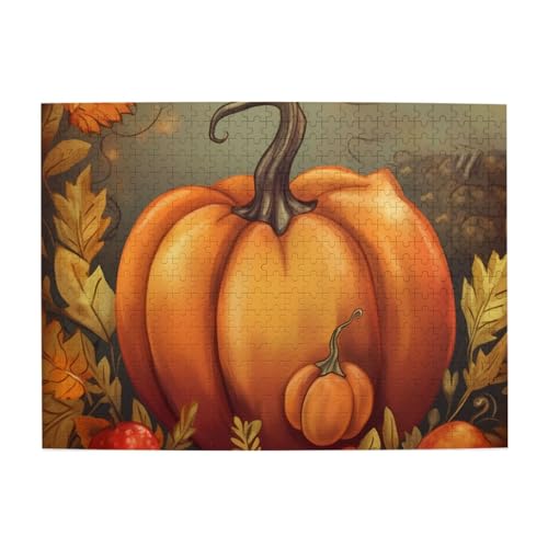 500-teiliges Puzzle für Erwachsene, herausfordernde Puzzles für Spielabende, Erntedankfest, Punmpkin-Holzpuzzle, personalisierbar, individuelle Holzpuzzles für Familie, Bildpuzzle, fertige Größe 51,8 von RTSTNMBD