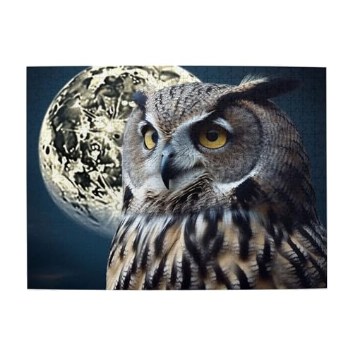 500-teiliges Puzzle für Erwachsene, herausfordernde Puzzles für Spielabende, Eule und Mond, Holzpuzzle, personalisierbar, individuelle Holzpuzzles für Familie, Bildpuzzle, fertige Größe 51,8 x 38,1 cm 500-teiliges Puzzle für Erwachsene, herausfordernde Puzzles für Spielabende, Eule und Mond, Holzpuzzle, personalisierbar, individuelle Holzpuzzles für Familie, Bildpuzzle, fertige Größe 51,8 x 38,1 cm von RTSTNMBD
