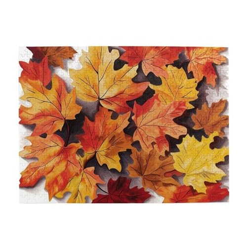 500-teiliges Puzzle für Erwachsene, herausfordernde Puzzles für Spielabende, Herbstblätter, Holzpuzzle, personalisierbar, individuelle Holzpuzzles für Familie, Bildpuzzle, fertige Größe 51,8 x 38,1 cm 500-teiliges Puzzle für Erwachsene, herausfordernde Puzzles für Spielabende, Herbstblätter, Holzpuzzle, personalisierbar, individuelle Holzpuzzles für Familie, Bildpuzzle, fertige Größe 51,8 x 38,1 cm von RTSTNMBD