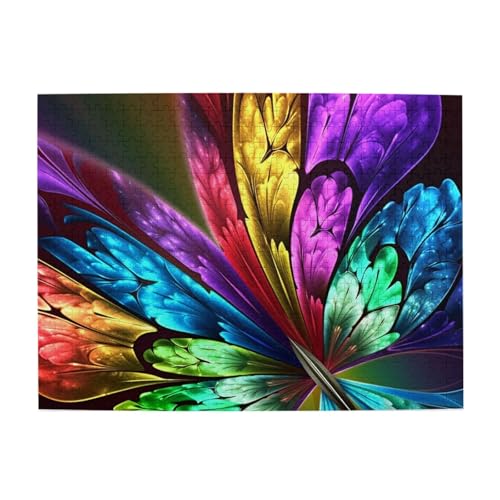 500-teiliges Puzzle für Erwachsene, herausfordernde Puzzles für Spielabende, Regenbogen-Schmetterling, Holzpuzzle, personalisierbar, individuelle Holzpuzzles für Familie, Bildpuzzle, fertige Größe 500-teiliges Puzzle für Erwachsene, herausfordernde Puzzles für Spielabende, Regenbogen-Schmetterling, Holzpuzzle, personalisierbar, individuelle Holzpuzzles für Familie, Bildpuzzle, fertige Größe von RTSTNMBD