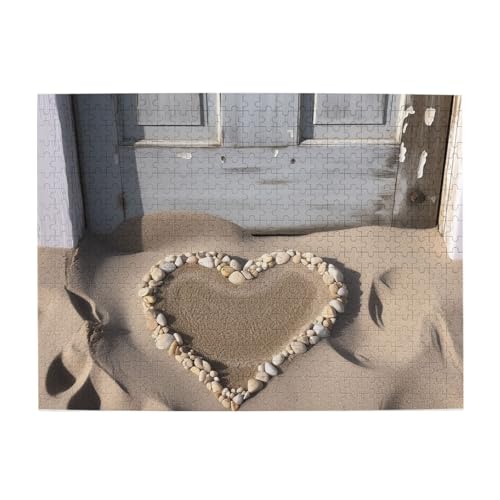 500-teiliges Puzzle für Erwachsene, herausfordernde Puzzles für Spielabende, Strand, Sand, Herz, Tür, Holzpuzzle, personalisierbar, individuelle Holzpuzzles für Familie, Bildpuzzle, fertige Größe 51,8 500-teiliges Puzzle für Erwachsene, herausfordernde Puzzles für Spielabende, Strand, Sand, Herz, Tür, Holzpuzzle, personalisierbar, individuelle Holzpuzzles für Familie, Bildpuzzle, fertige Größe 51,8 von RTSTNMBD