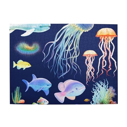 500-teiliges Puzzle für Erwachsene, herausfordernde Puzzles für Spielabende, Wasser-Meerestiere, Holzpuzzle, personalisierbar, individuelle Holzpuzzles für Familie, Bildpuzzle, fertige Größe 51,8 x 500-teiliges Puzzle für Erwachsene, herausfordernde Puzzles für Spielabende, Wasser-Meerestiere, Holzpuzzle, personalisierbar, individuelle Holzpuzzles für Familie, Bildpuzzle, fertige Größe 51,8 x von RTSTNMBD