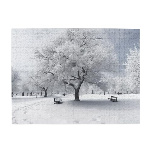 500-teiliges Puzzle für Erwachsene, herausfordernde Puzzles für Spielabende, weißer Schneebaum, Holzpuzzle, personalisierbar, individuelle Holzpuzzles für Familie, Bildpuzzle, fertige Größe 51,8 x 500-teiliges Puzzle für Erwachsene, herausfordernde Puzzles für Spielabende, weißer Schneebaum, Holzpuzzle, personalisierbar, individuelle Holzpuzzles für Familie, Bildpuzzle, fertige Größe 51,8 x von RTSTNMBD