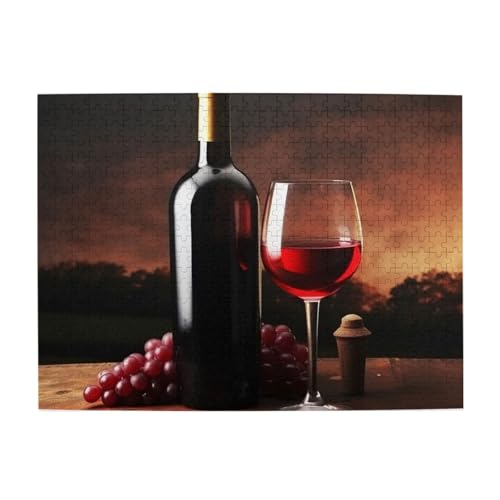 500-teiliges Puzzle für Erwachsene, herausfordernde Puzzles für Spieleabende, Rotwein und Flasche, Holzpuzzle, personalisierbar, individuelle Holzpuzzles für Familie, Bildpuzzle, fertige Größe 51,8 x 500-teiliges Puzzle für Erwachsene, herausfordernde Puzzles für Spieleabende, Rotwein und Flasche, Holzpuzzle, personalisierbar, individuelle Holzpuzzles für Familie, Bildpuzzle, fertige Größe 51,8 x von RTSTNMBD
