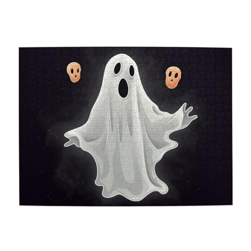 500-teiliges Puzzle für Erwachsene, herausfordernde Puzzles für Spieleabende, Schwarz und Halloween-Geist, Holzpuzzle, personalisierbar, individuelle Holzpuzzles für Familie, Bilderpuzzle, fertige von RTSTNMBD