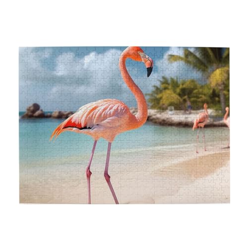 500-teiliges Puzzle für Erwachsene, herausfordernde Puzzles für Spieleabende, Strand, Flamingo, Holzpuzzle, personalisierbar, individuelle Holzpuzzles für Familie, Bildpuzzle, fertige Größe 51,8 x 500-teiliges Puzzle für Erwachsene, herausfordernde Puzzles für Spieleabende, Strand, Flamingo, Holzpuzzle, personalisierbar, individuelle Holzpuzzles für Familie, Bildpuzzle, fertige Größe 51,8 x von RTSTNMBD