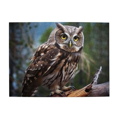 500-teiliges Puzzle für Erwachsene, herausfordernde Puzzles für Spieleabende, Wildeule, Vögel, Holzpuzzle, personalisierbar, individuelle Holzpuzzles für Familie, Bildpuzzle, fertige Größe 51,8 x 38,1 von RTSTNMBD