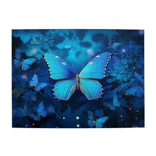 500-teiliges Puzzle für Erwachsene, herausfordernde Puzzles für Spieleabende, blau, schöner Schmetterling, Holzpuzzle, personalisierbar, individuelle Holzpuzzles für Familie, Bildpuzzle, fertige Größe von RTSTNMBD