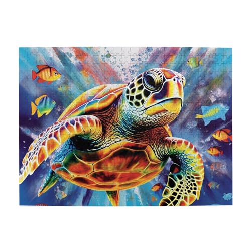 500-teiliges Puzzle für Erwachsene, herausfordernde Puzzles für Spieleabende, buntes Meeresschildkröten-Holzpuzzle, personalisierbar, individuelle Holzpuzzles für Familie, Bildpuzzle, fertige Größe 500-teiliges Puzzle für Erwachsene, herausfordernde Puzzles für Spieleabende, buntes Meeresschildkröten-Holzpuzzle, personalisierbar, individuelle Holzpuzzles für Familie, Bildpuzzle, fertige Größe von RTSTNMBD