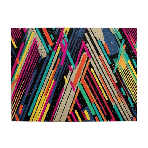 500-teiliges Puzzle für Erwachsene, herausfordernde Puzzles für Spieleabende, gestreift, abstrakt, bunt, Holzpuzzle, personalisierbar, individuelle Holzpuzzles für Familie, Bildpuzzle, fertige Größe von RTSTNMBD