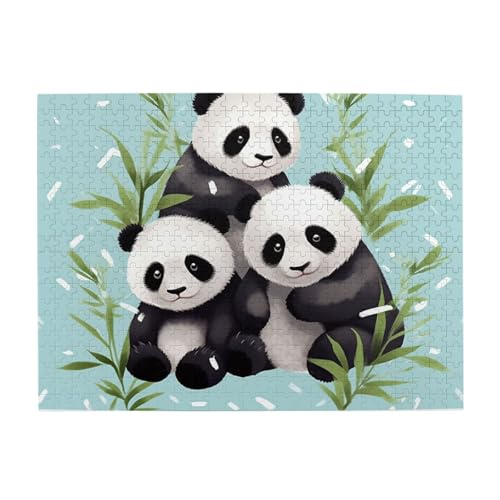 500-teiliges Puzzle für Erwachsene, herausfordernde Puzzles für Spieleabende, niedliche Pandas, Holzpuzzle, personalisierbar, individuelle Holzpuzzles für Familie, Bildpuzzle, fertige Größe 51,8 x 500-teiliges Puzzle für Erwachsene, herausfordernde Puzzles für Spieleabende, niedliche Pandas, Holzpuzzle, personalisierbar, individuelle Holzpuzzles für Familie, Bildpuzzle, fertige Größe 51,8 x von RTSTNMBD