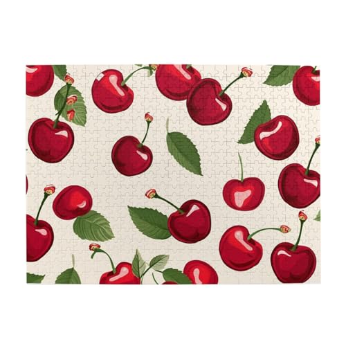 500-teiliges Puzzle für Erwachsene, herausfordernde Puzzles für Spieleabende, rotes Kirschmuster, Holzpuzzle, personalisierbar, individuelle Holzpuzzles für Familie, Bildpuzzle, fertige Größe 51,8 x 500-teiliges Puzzle für Erwachsene, herausfordernde Puzzles für Spieleabende, rotes Kirschmuster, Holzpuzzle, personalisierbar, individuelle Holzpuzzles für Familie, Bildpuzzle, fertige Größe 51,8 x von RTSTNMBD