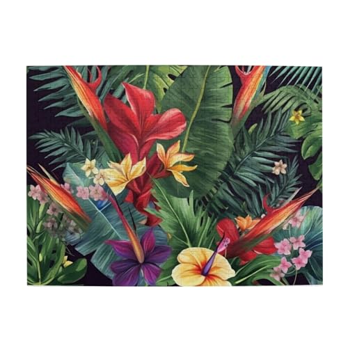500-teiliges Puzzle für Erwachsene, herausfordernde Puzzles für Spieleabende, tropische Pflanzen, Blumen, Holzpuzzle, personalisierbar, individuelle Holzpuzzles für Familie, Bildpuzzle, fertige Größe 500-teiliges Puzzle für Erwachsene, herausfordernde Puzzles für Spieleabende, tropische Pflanzen, Blumen, Holzpuzzle, personalisierbar, individuelle Holzpuzzles für Familie, Bildpuzzle, fertige Größe von RTSTNMBD