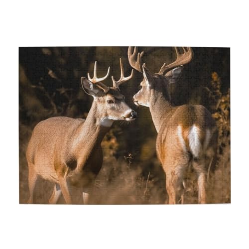 500-teiliges Puzzle für Erwachsene, herausfordernde Puzzles für Spieleabende, zwei Hirsche, Holzpuzzle, personalisierbar, individuelle Holzpuzzles für Familie, Bildpuzzle, fertige Größe 51,8 x 38,1 cm 500-teiliges Puzzle für Erwachsene, herausfordernde Puzzles für Spieleabende, zwei Hirsche, Holzpuzzle, personalisierbar, individuelle Holzpuzzles für Familie, Bildpuzzle, fertige Größe 51,8 x 38,1 cm von RTSTNMBD