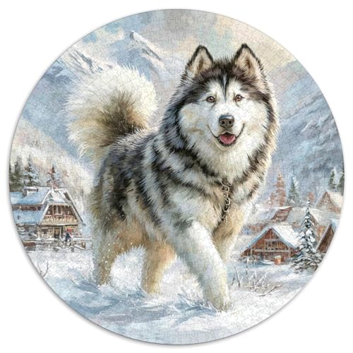 Alaskanische Malamute 1000 Stück Puzzle Rund Puzzles Erwachsene Und Kinder Geschicklichkeitsspiel Geschenk Spielabende Lernen Fordernde Kleinkinder Heraus Große 1000pcs (67.5x67.5cm) von RTTASVLZX