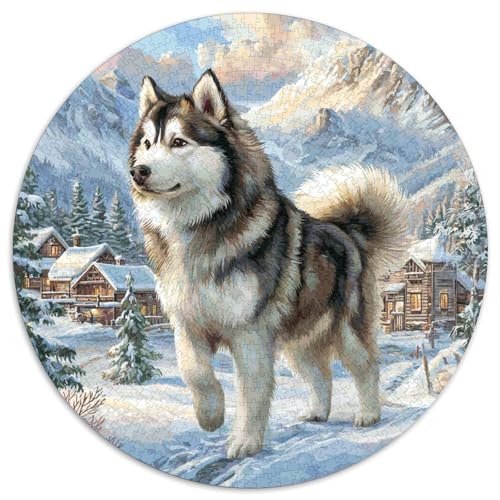 Alaskanische Malamute Rund Puzzles 1000 Teile Erwachsene Und Kinder Puzzle Lernspiel Rätsel Teiliges Clevere Voller Größe Geschenk Poster Game 1000pcs (67.5x67.5cm) von RTTASVLZX