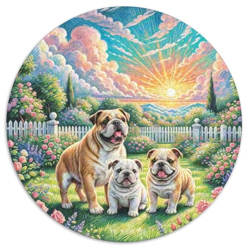 Amerikanische Bulldog 1000 Stück Puzzle Rund Puzzles Erwachsene Und Kinder Gemütliche Schwieriges Croissant Circular Herausforderndes Spielzeug Lustiges Stressabbau 1000pcs (67.5x67.5cm) von RTTASVLZX