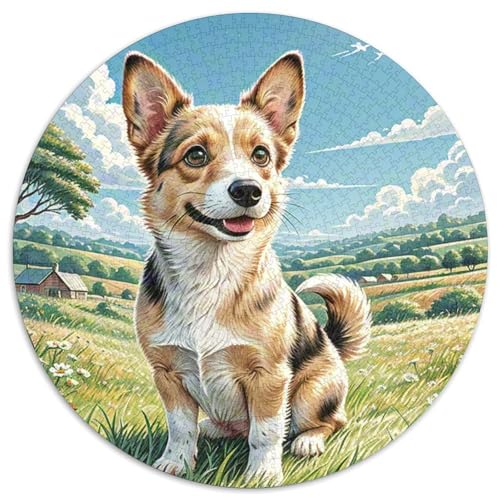 Australischer Terrier Rund Puzzles 1000 Teile Erwachsene Und Kinder Puzzle Einzigartige DIY Clevere Rätsel Geschenke Druck Schwieriges Verringerter Legespiel Spiele 1000pcs (67.5x67.5cm) von RTTASVLZX