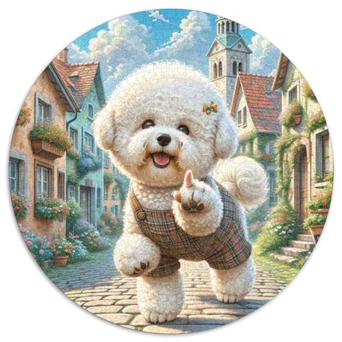 Bichon Frise Puzzle 1000 Teile Rund Puzzles Erwachsene Und Kinder Teiliges Clevere Voller Größe Geschenk Poster Spiel Abbauen Impossible 1000pcs (67.5x67.5cm) von RTTASVLZX