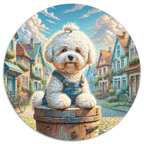 Bichon Frise Rund Puzzles 1000 Teile Erwachsene Und Kinder Puzzle Spielabende Lernen Fordernde Kleinkinder Heraus Große Ostereiern Boden 1000pcs (67.5x67.5cm) von RTTASVLZX