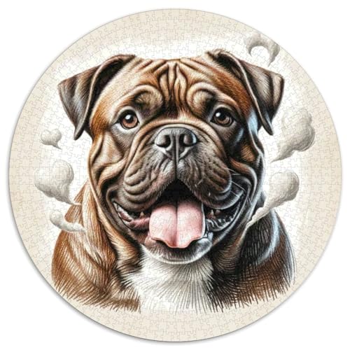 Boston Terrier 1000 Stück Puzzle Rund Puzzles Erwachsene Und Kinder Lustiges Stressabbau Teenager Schwer Weihnachten Farbverlauf Kreatives Constellation 1000pcs (67.5x67.5cm) von RTTASVLZX