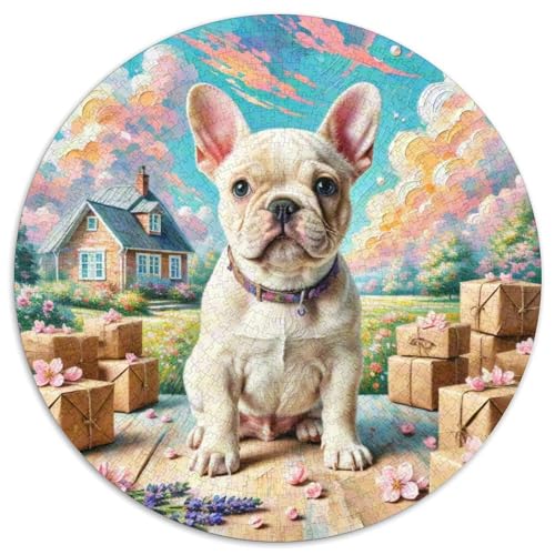 Boston Terrier Rund Puzzles 1000 Teile Erwachsene Und Kinder Puzzle Druck Schwieriges Verringerter Legespiel Spiele Geschicklichkeitsspiel Lernen 1000pcs (67.5x67.5cm) von RTTASVLZX