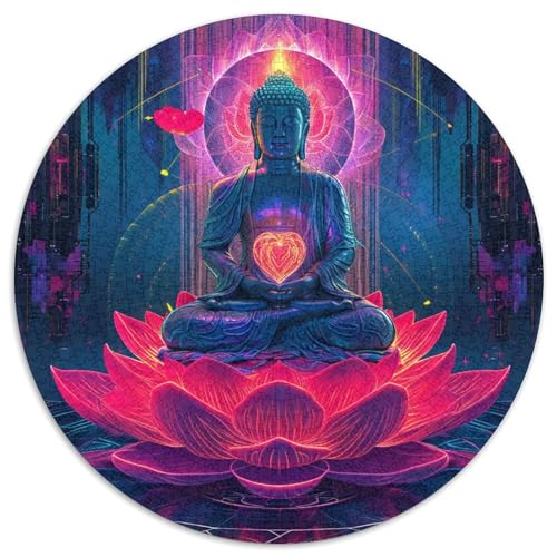 Buddha Rund Puzzles 1000 Teile Erwachsene Und Kinder Puzzle Gemütliche Schwieriges Croissant Circular Herausforderndes Spielzeug Lustiges Stressabbau 1000pcs (67.5x67.5cm) von RTTASVLZX
