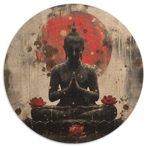 Buddha-Statue 1000 Stück Puzzle Rund Puzzles Erwachsene Und Kinder Ältere Magischer Lernspiel Rätsel Teiliges Clevere Voller Größe Geschenk 1000pcs (67.5x67.5cm) von RTTASVLZX